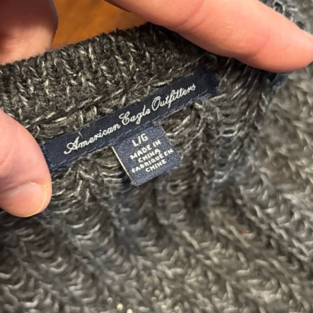 American Eagle Outfitters Charcoal Gray Knit Button-Up Cardigan - Picture 6 of 8